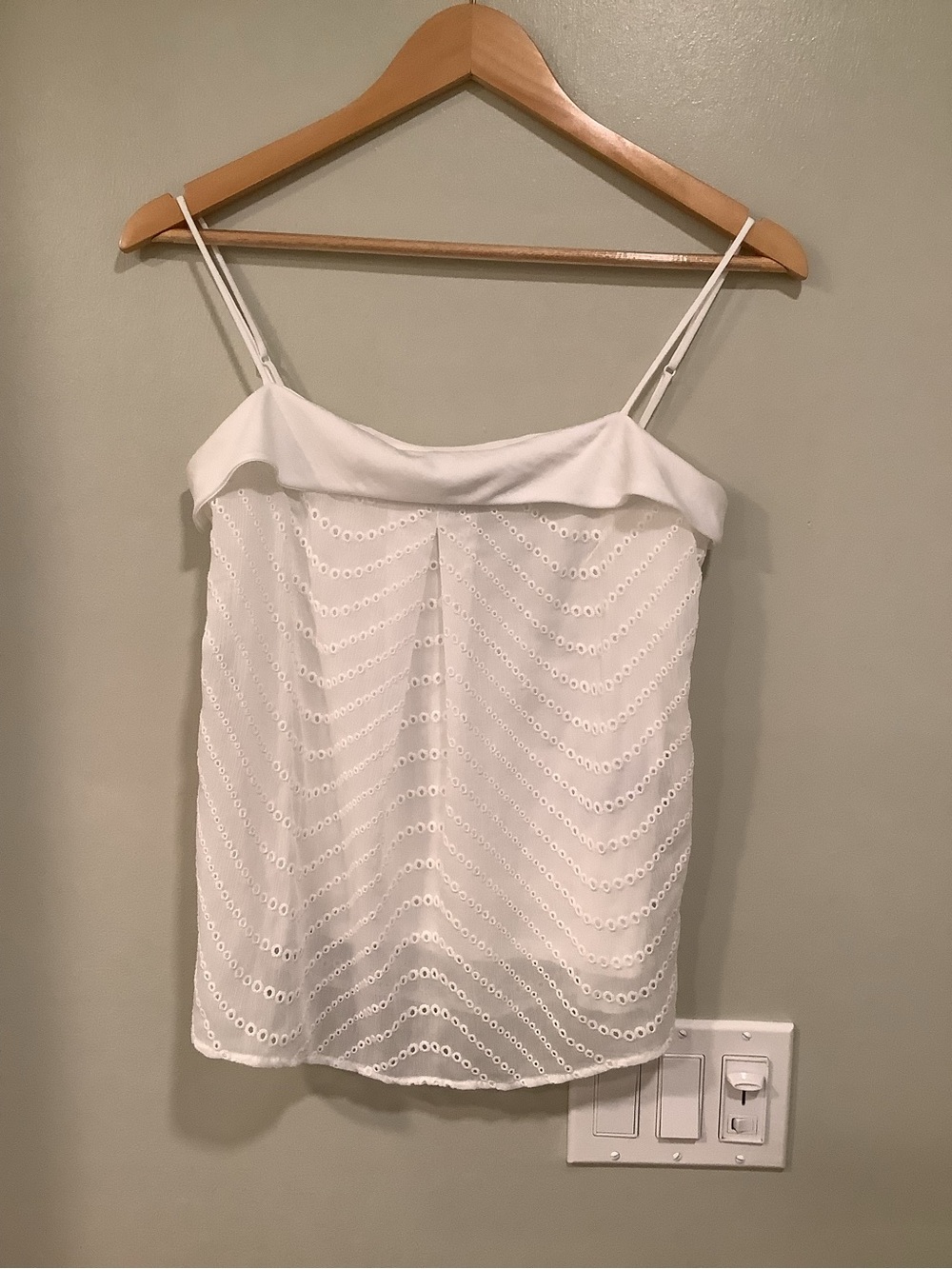 Banana Republic White Eyelet Ruffle Trim Camisole